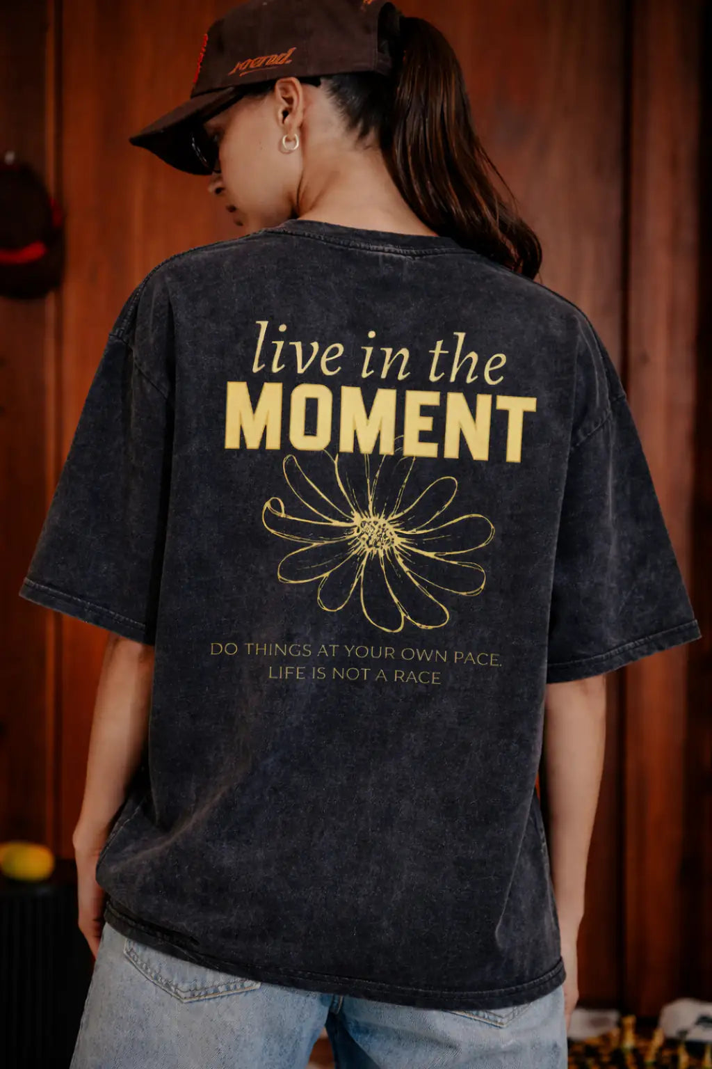 Black Live in Moment Oversize t-shirt for Women