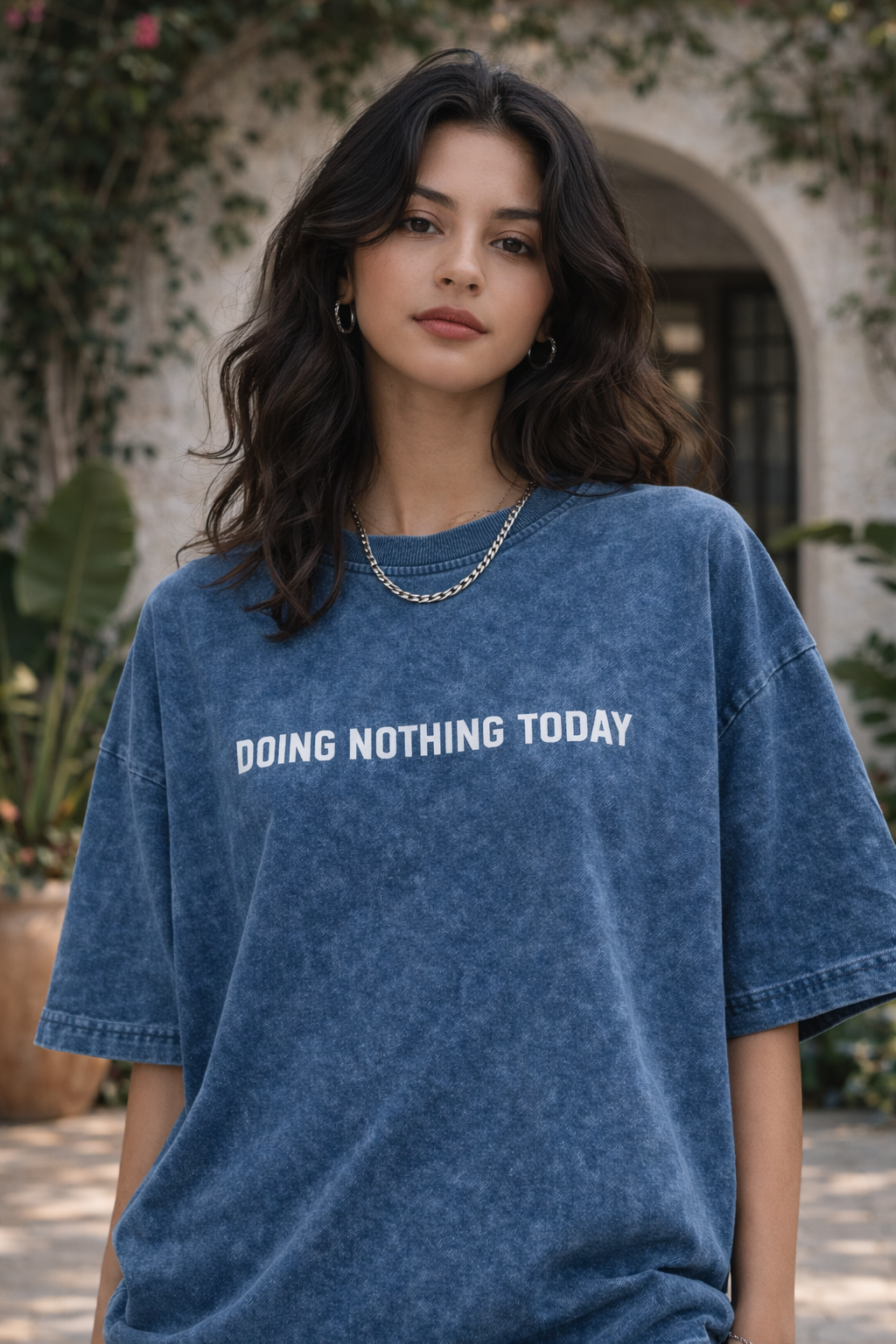 Live in the Moment Oversize t-shirt for Women- Acid Wash