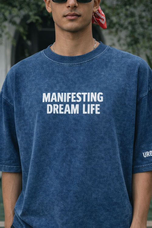 Manifesting Dream Oversize t-shirt for Men- Acid wash