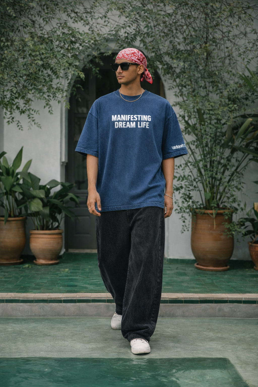 Manifesting Dream Oversize t-shirt for Men- Acid wash