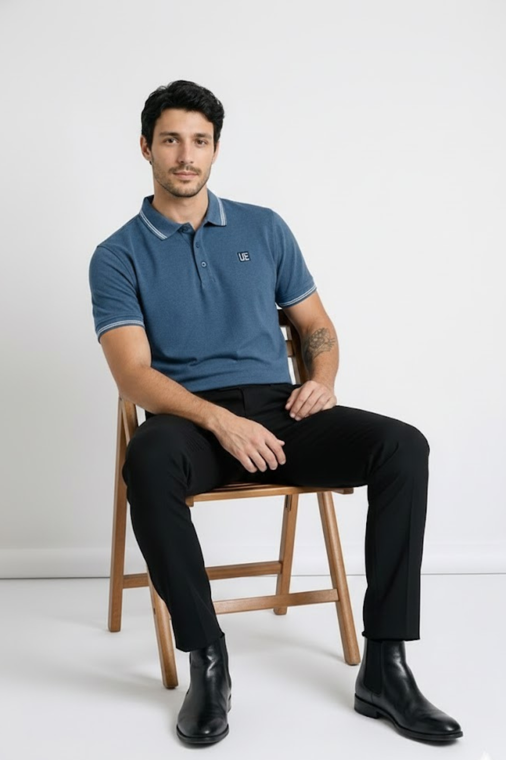 Denim Milanch Polo Neck T-Shirt for Men