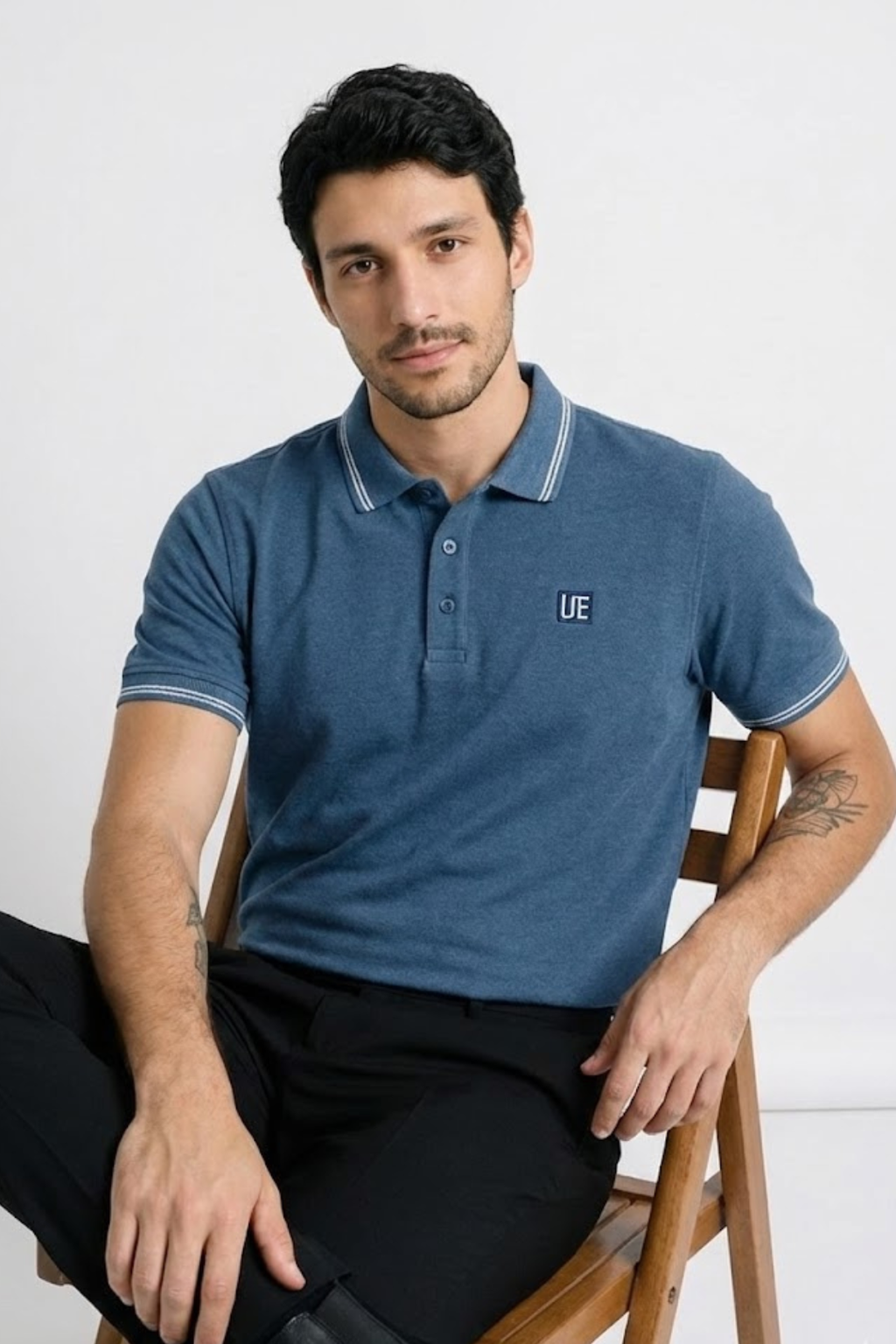 Denim Milanch Polo Neck T-Shirt for Men