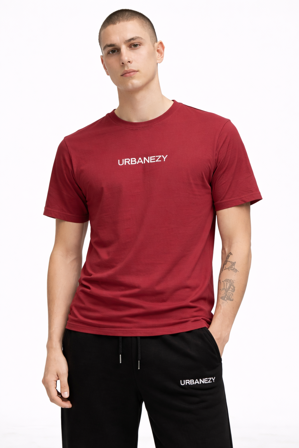 Maroon 100% Cotton Slim Fit T-shirt