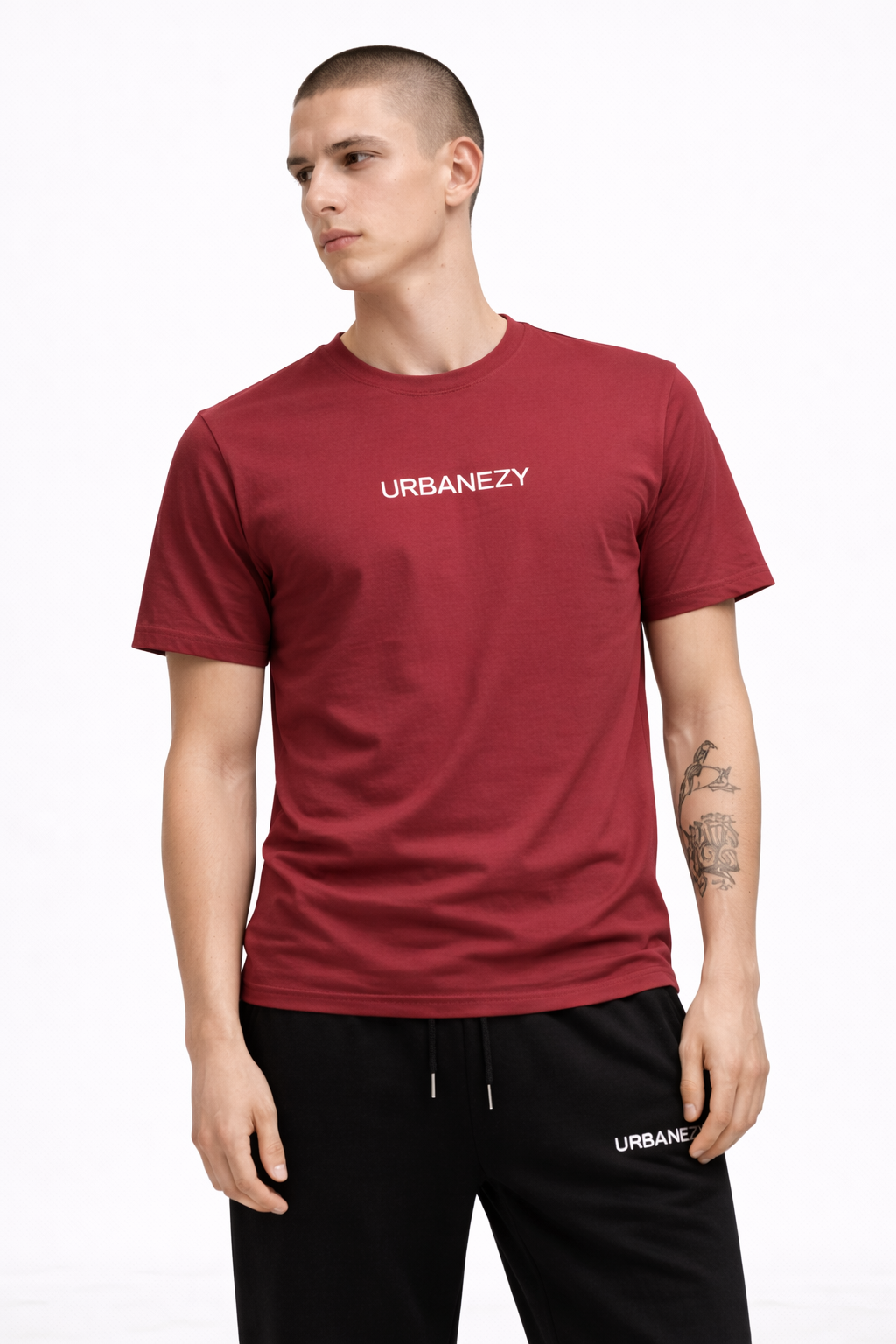 Maroon 100% Cotton Slim Fit T-shirt