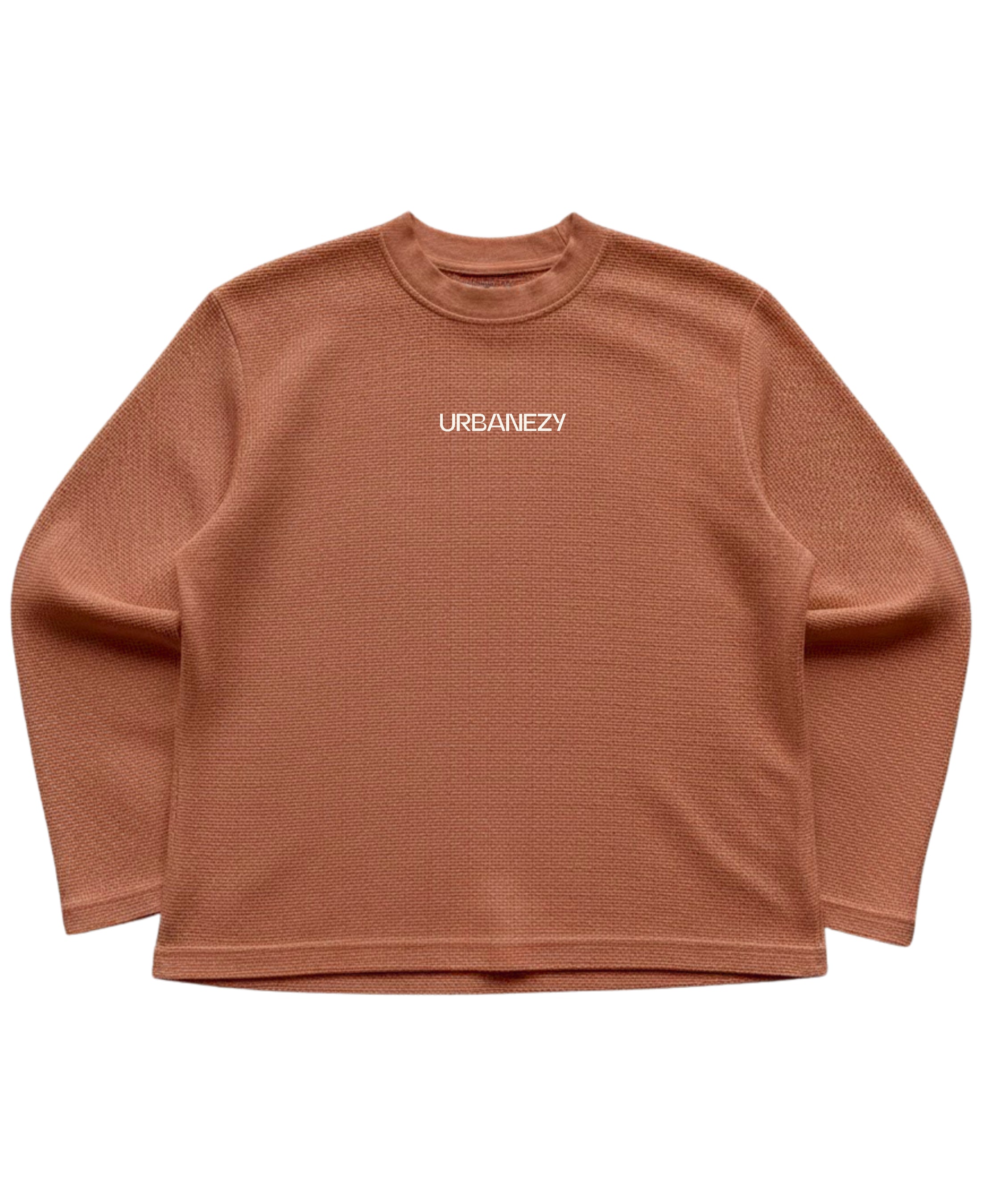 Brown waffle knit oversized full-sleeve Front Design