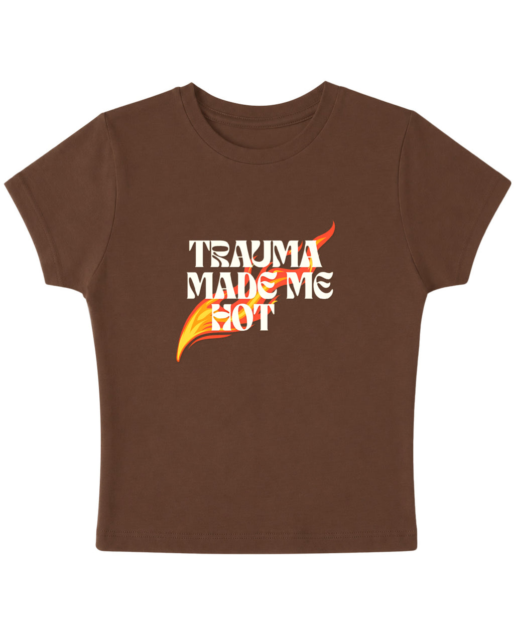 Mousse Brown Baby Tee Front Design