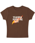 Mousse Brown Baby Tee Front Design