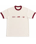 Off White & Maroon Ringer tee Front Design