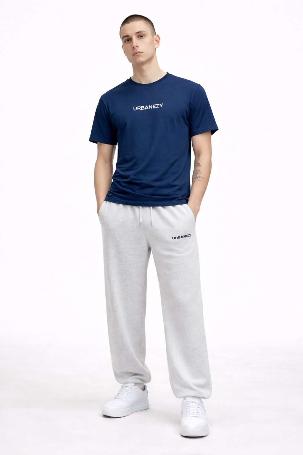 Navy Blue 100% Cotton Slim Fit T-shirt