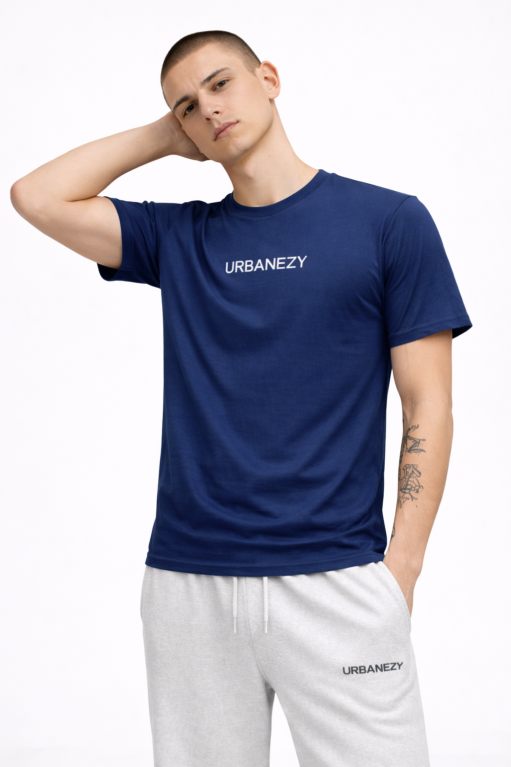 Navy Blue 100% Cotton Slim Fit T-shirt