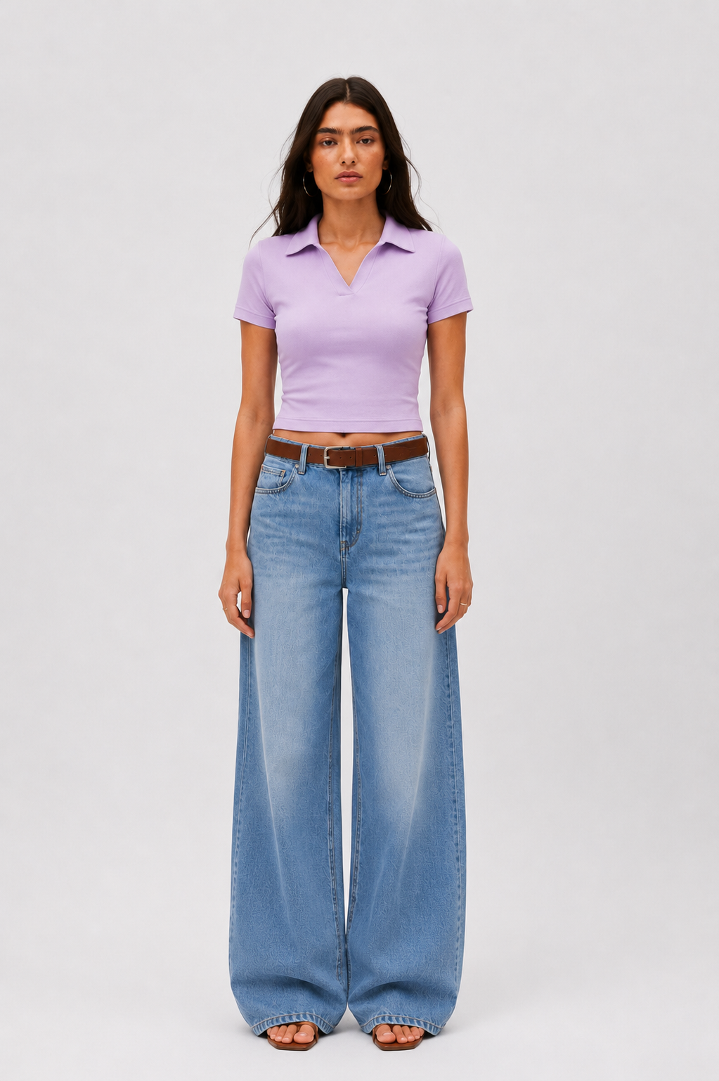 Women Lilac Cotton Polo T-shirt