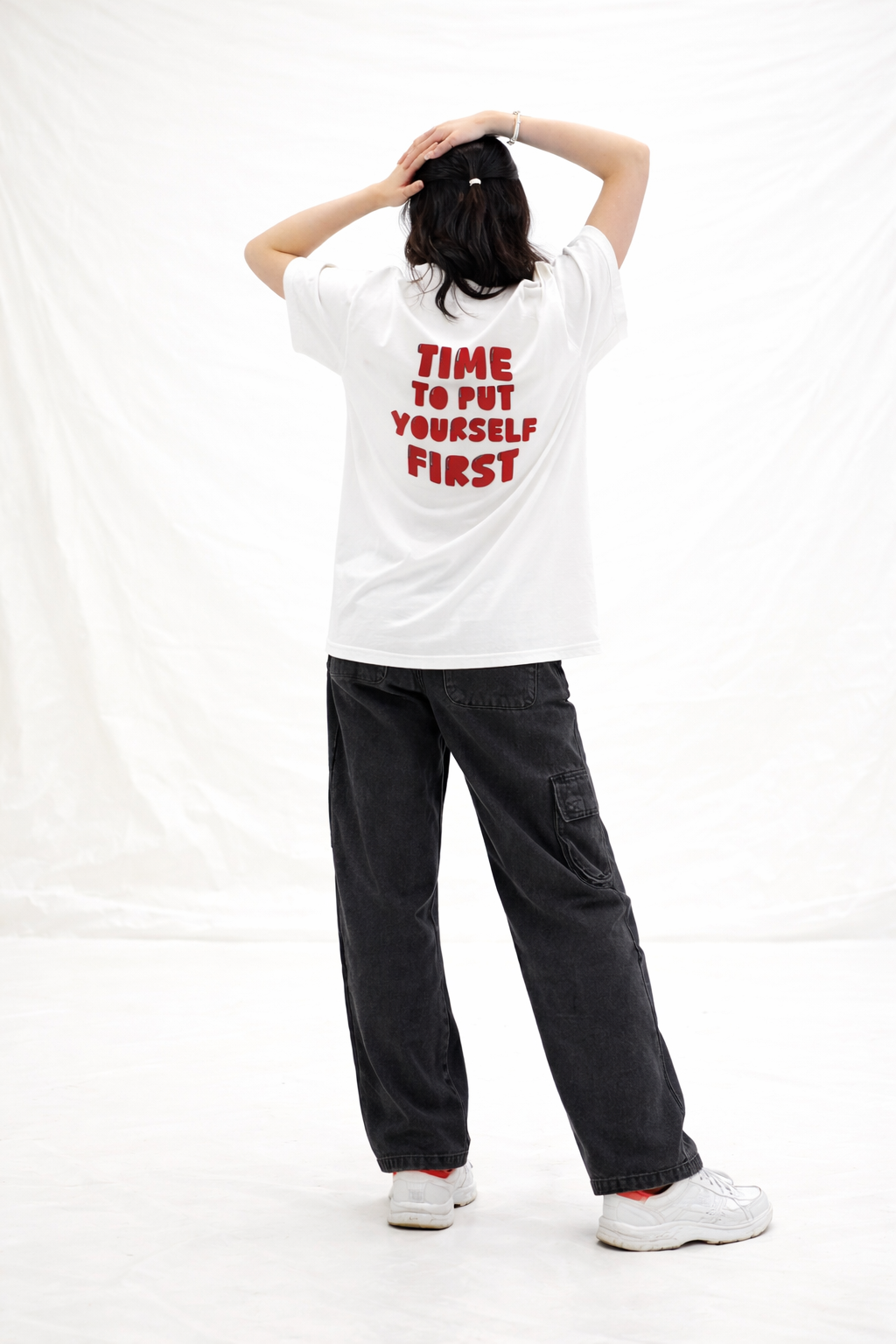 Women cotton oversized t-shirt with front print styled for streetwear by Urbanezy India