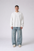White Henley T-shirt for Men- Waffle Knit