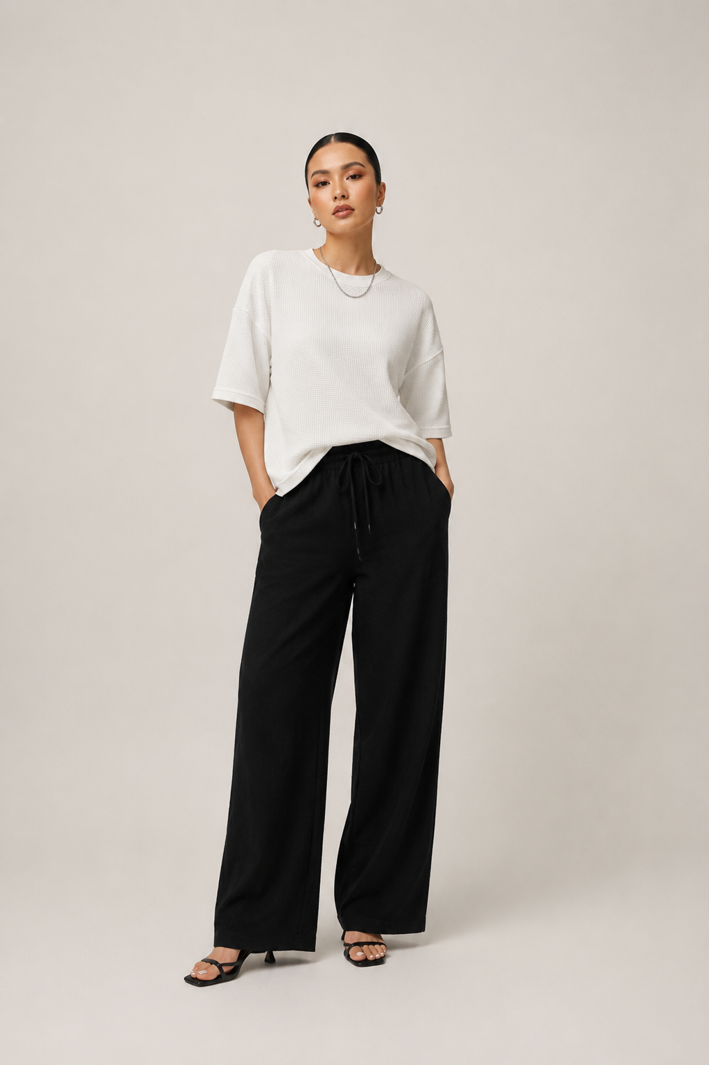 White Waffle Knit Top