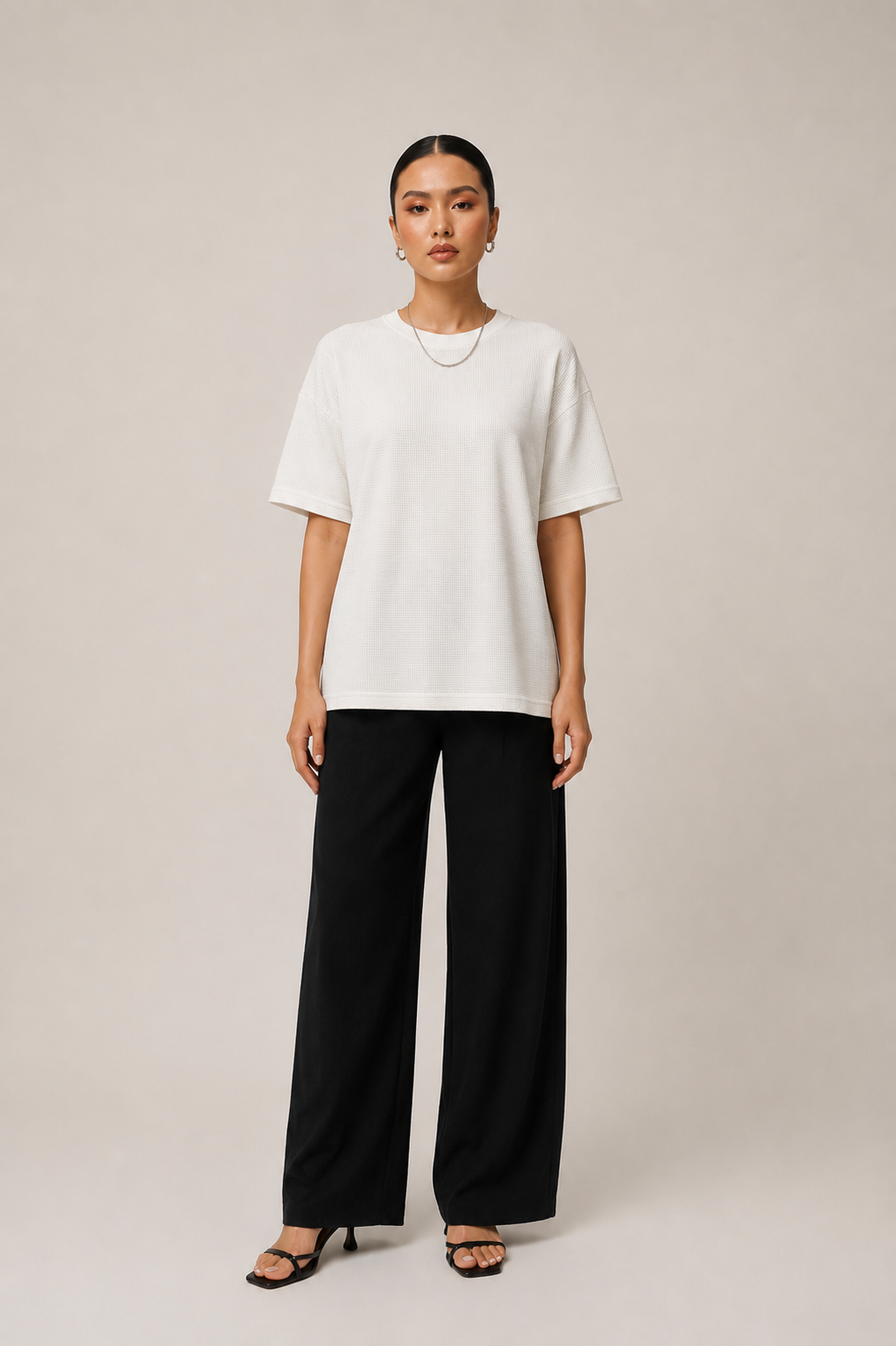 White Waffle Knit Top