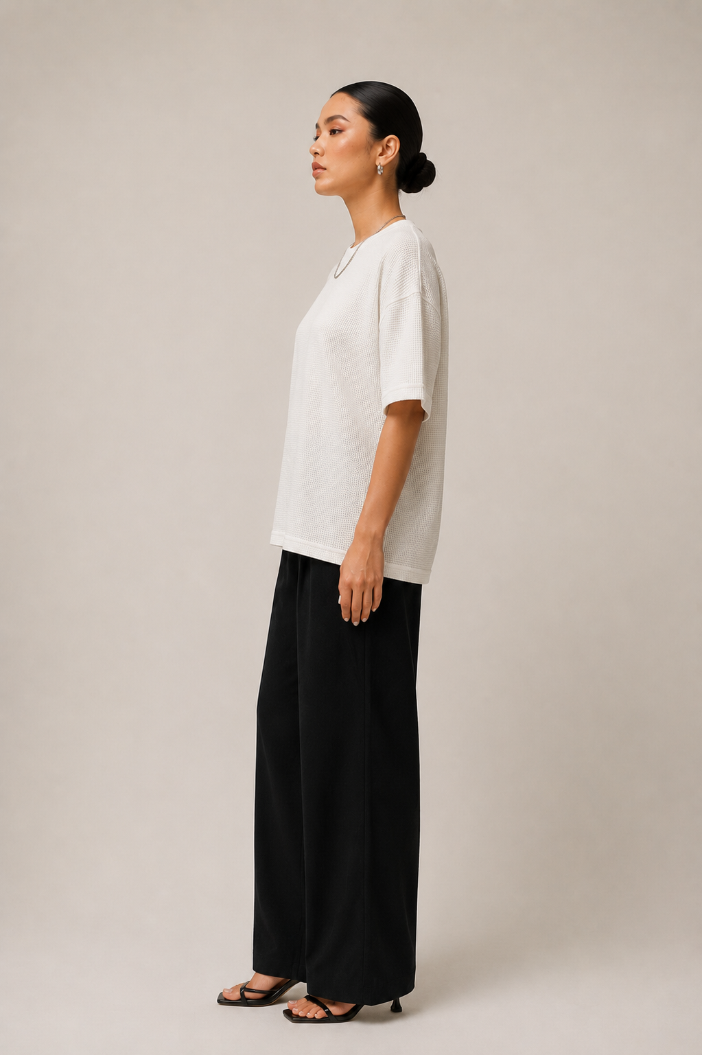 White Waffle Knit Top