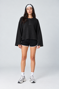 Women Black Henley Top